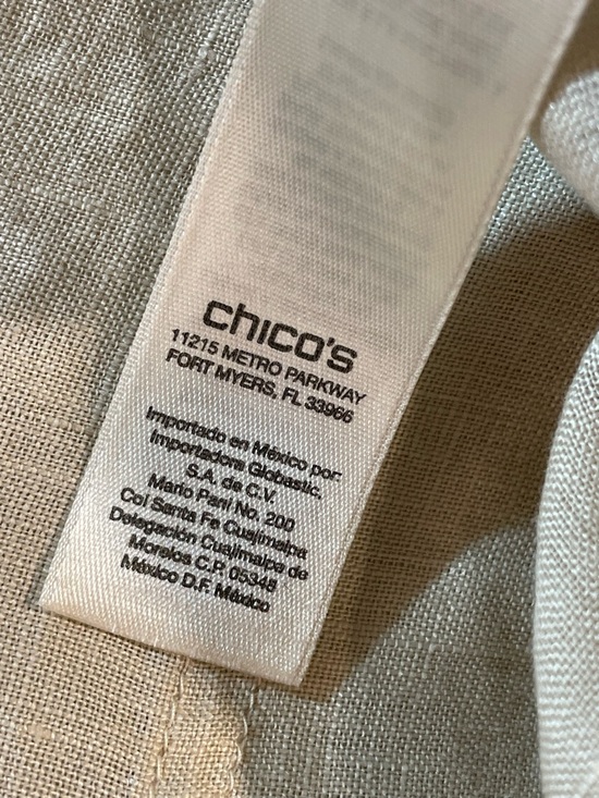 Chico's Tan 100% Linen Lagenlook Relaxed Fit Cana Top Beachy Size 3 /US XL - Picture 7 of 8